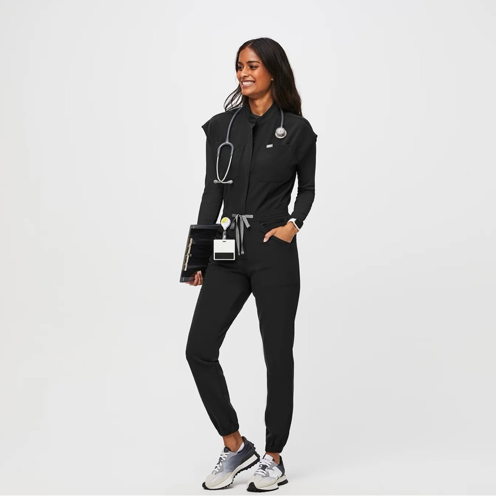 Figs black scrub jumpsuit